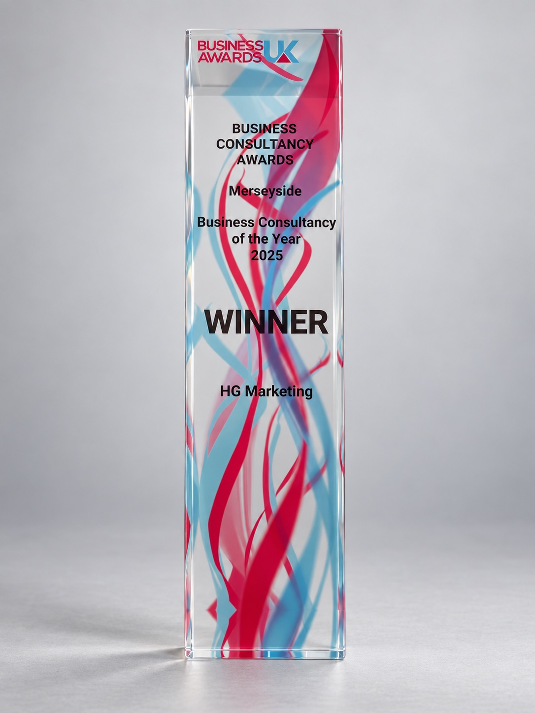Business Awards UK trophy: Merseyside Business Consultancy of the Year 2025, HG Marketing