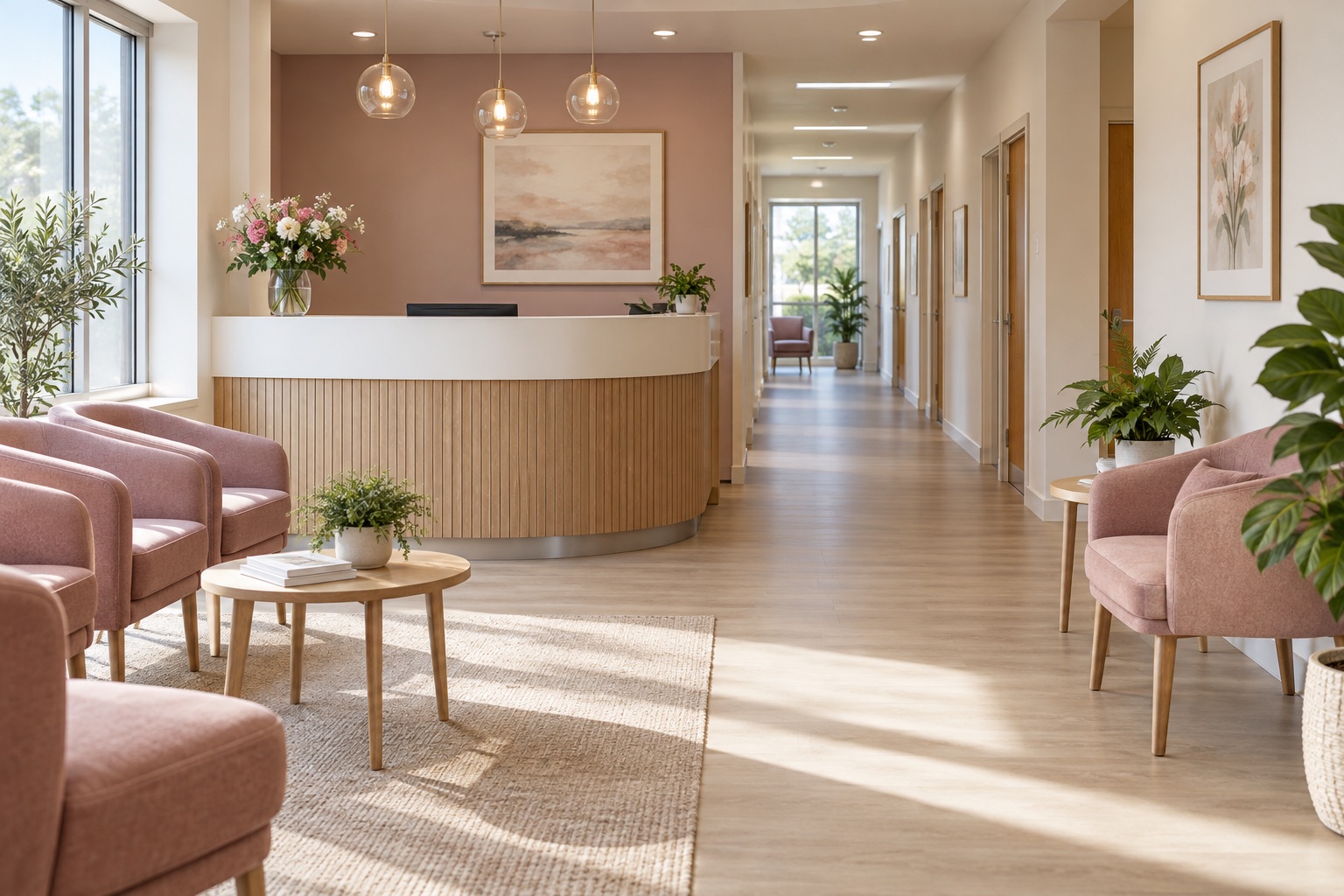 A calm, welcoming outpatient clinic reception
